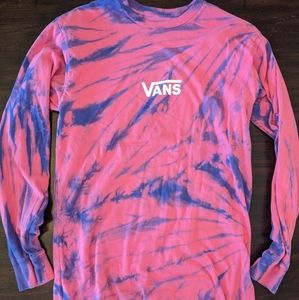 VANS Women's long sleeve tee, pink and blue tie dye, size medium